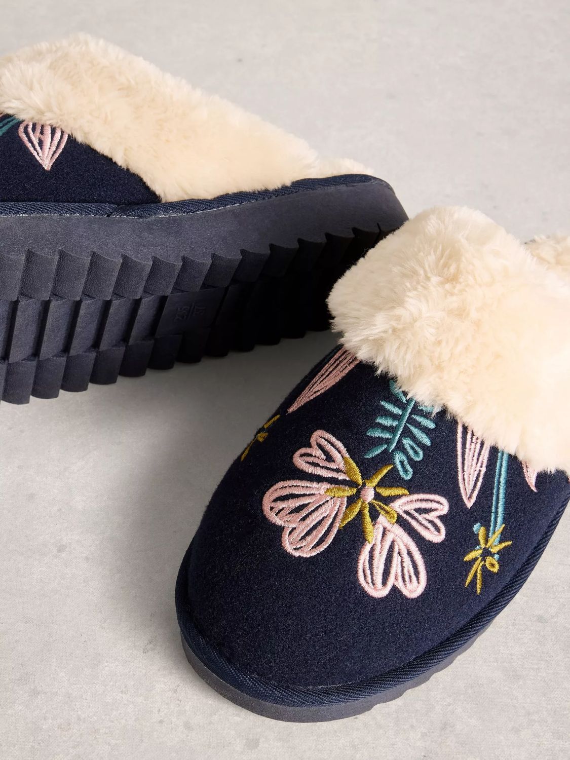 White Stuff Floral Mule Slipper