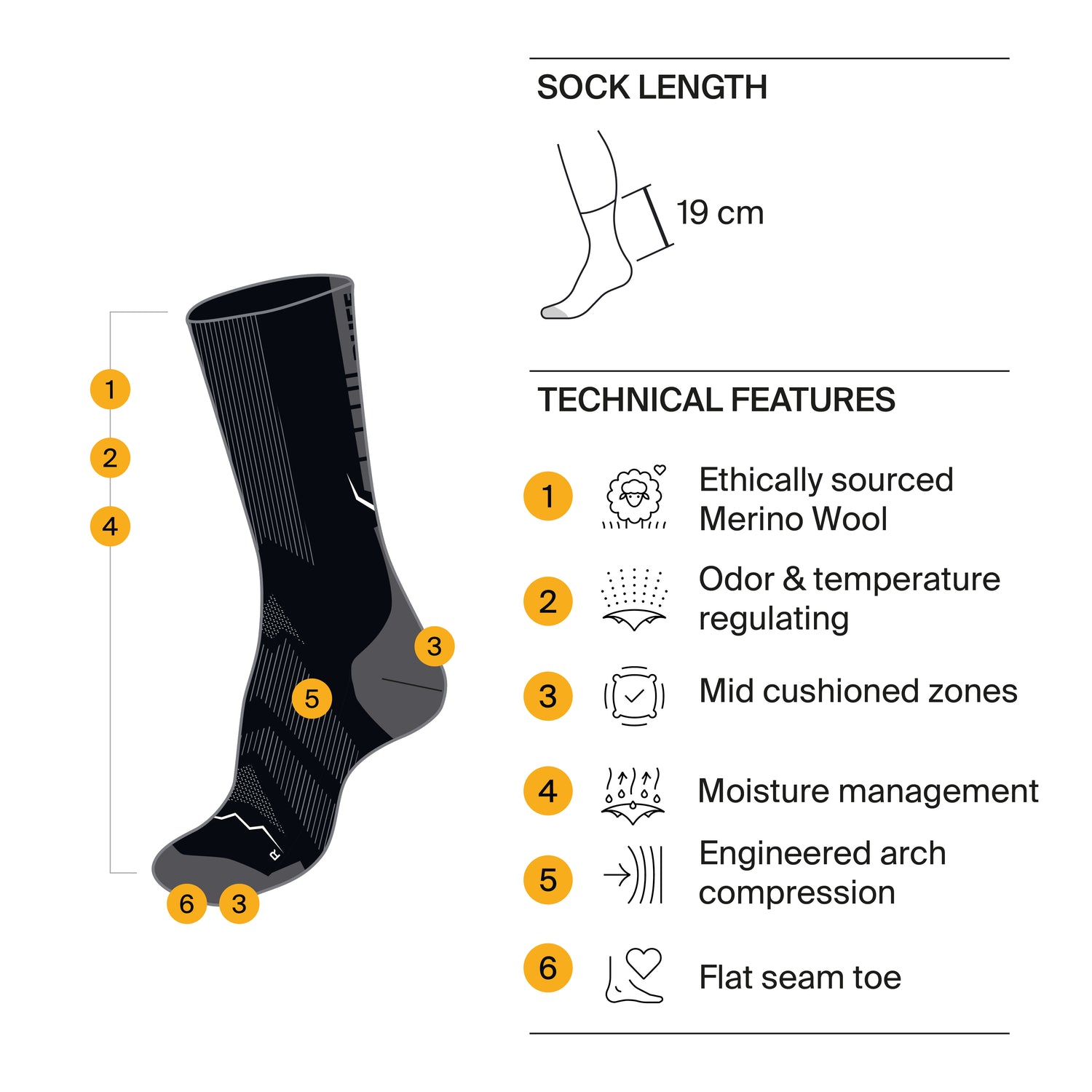 Buff Merino Lightweight Crew Sock
