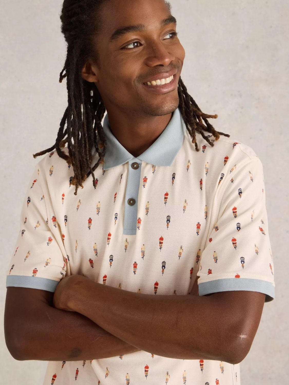 White Stuff Bike Print Poloshirt