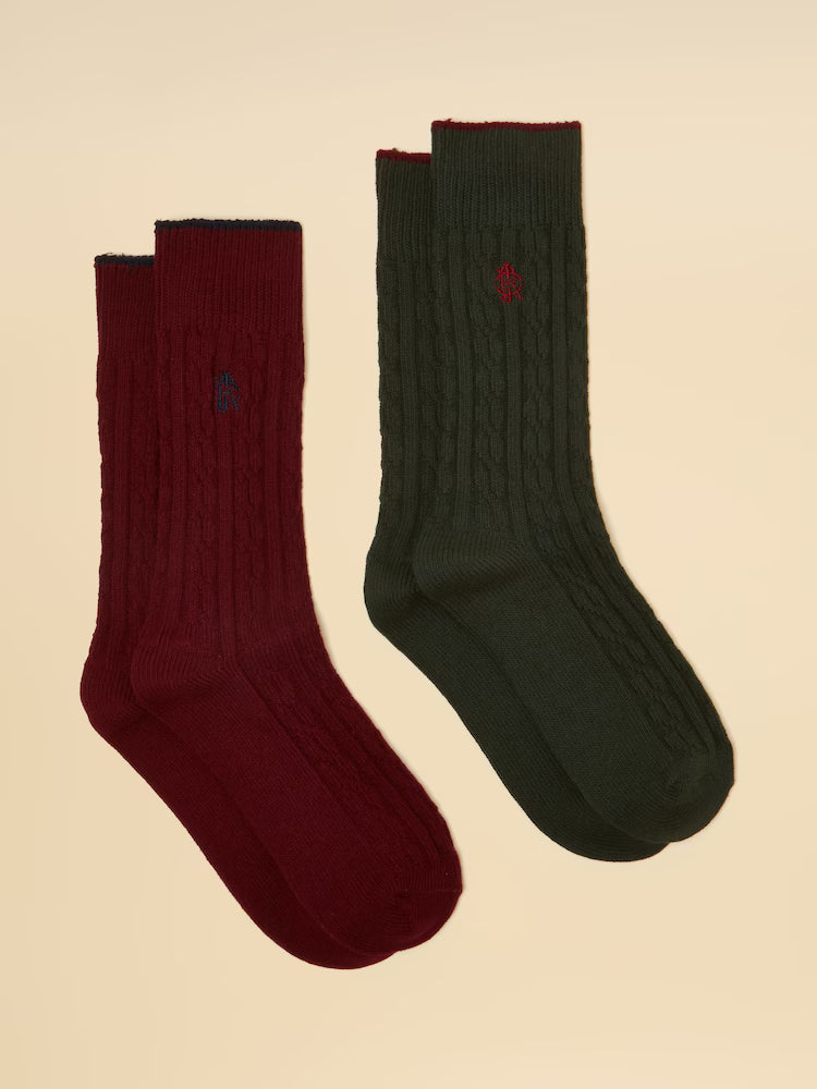 Joules Cable 2pk Socks